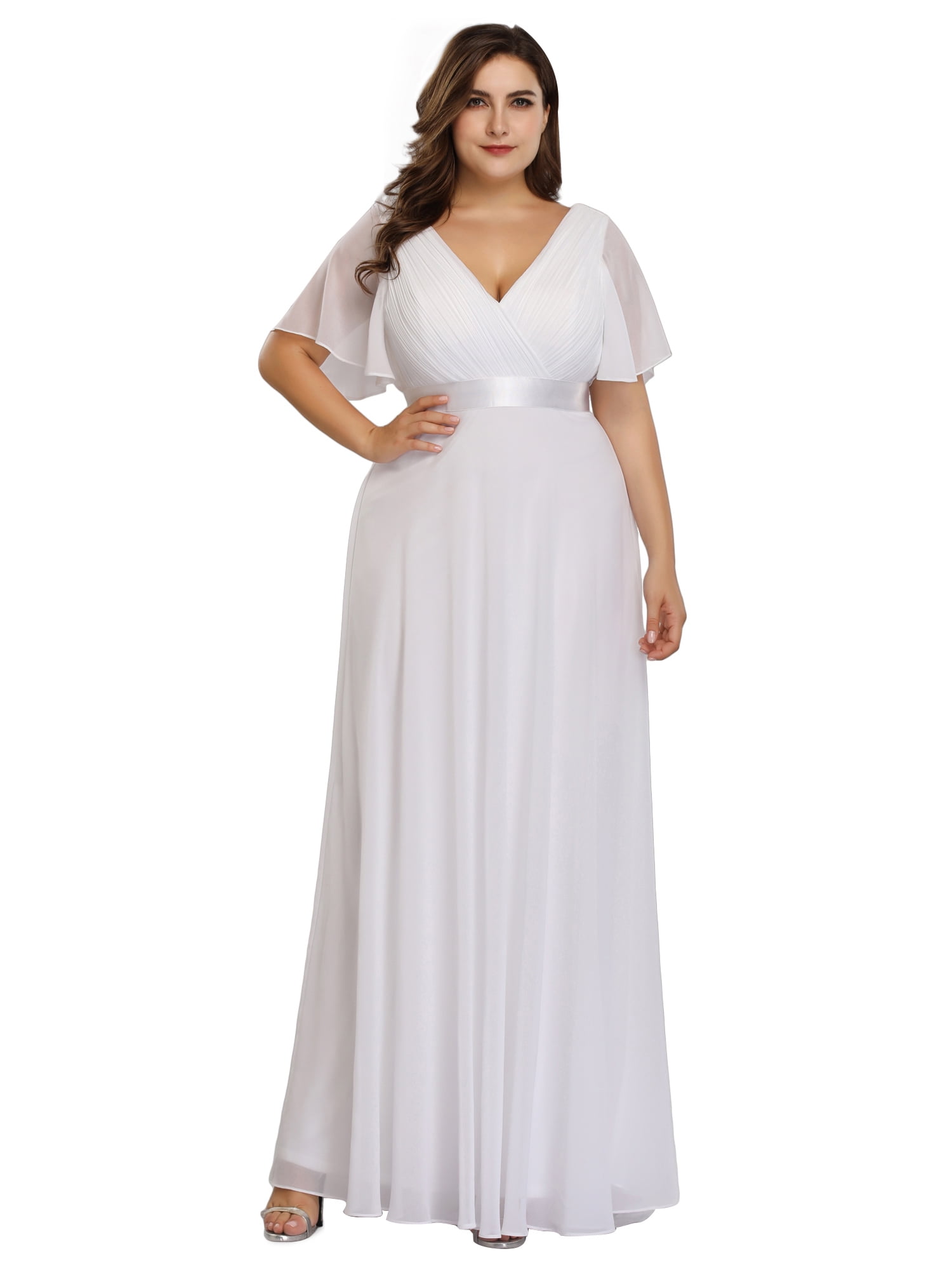 White Plus Size Prom Dresses